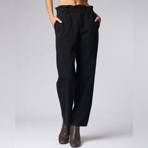 Xirena Theo Cotton Twill Paper Bag Ankle Pants Black M